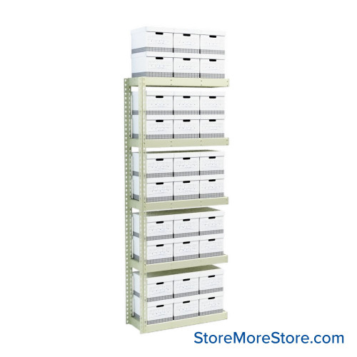 File Box Rack, 42" W x 15" D x 108" H, Adder Unit, Particle Board